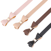 带小皮带 饰裤 韩版 女士甜美蝴蝶结细腰带平滑扣糖果色软皮连衣裙装