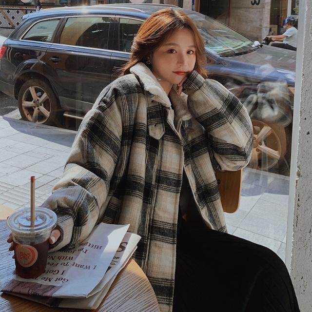 冬季外套女加厚港风羊羔