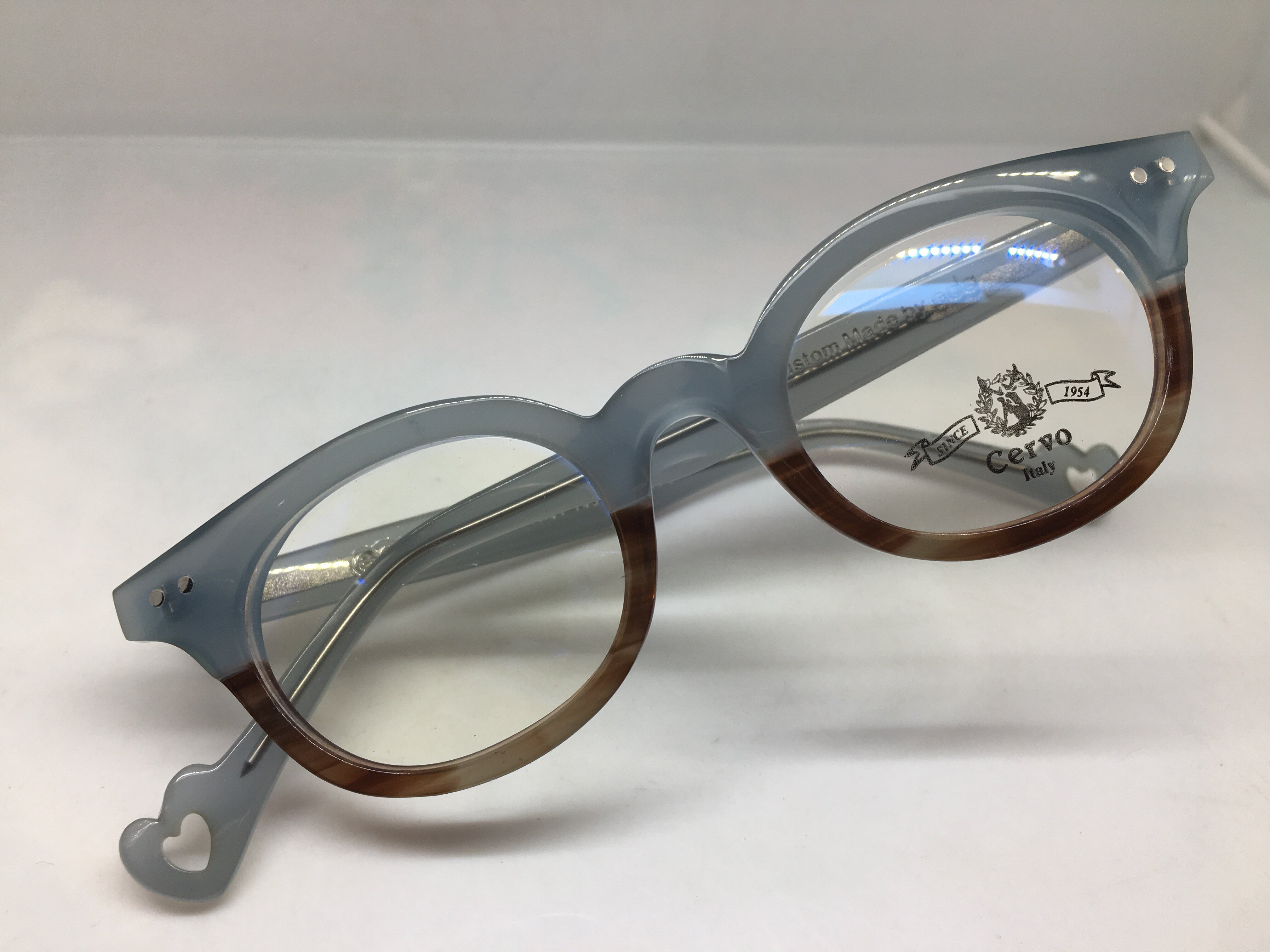 cervo eda song bird蓝灰色棕色拼接手工板材小框眼镜男女通用眼