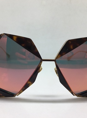 孤品EJE Optico Sistema 不规则四边形个性太阳镜玳瑁色金色墨镜