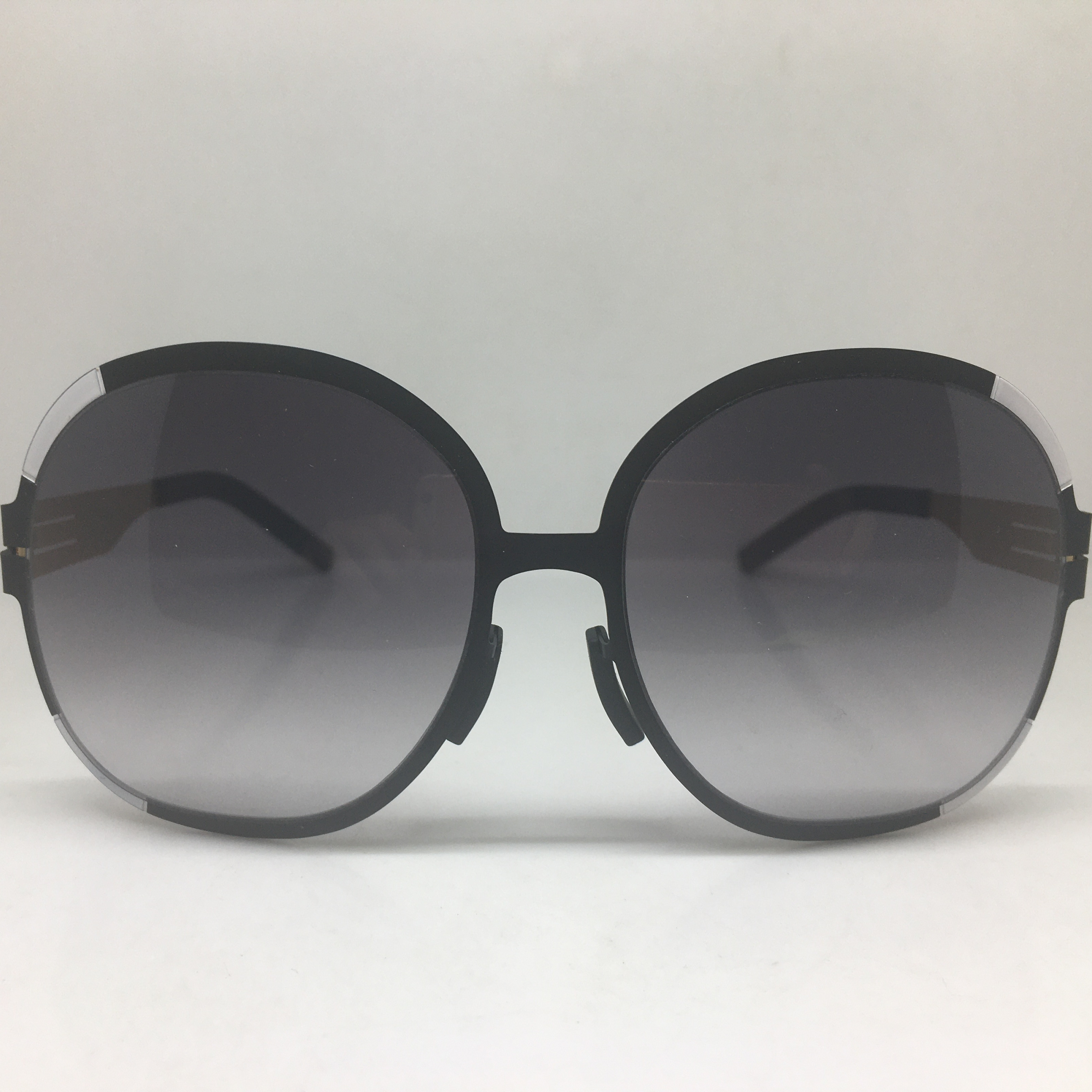 ACBERLIN 磨砂黑色超薄合金圆框太阳眼镜架男女通用墨镜无螺丝