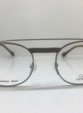 GF Ferre 磨砂银灰色不锈钢双梁复古框眼镜