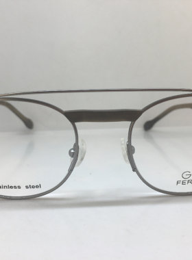 GF Ferre 磨砂银灰色不锈钢双梁复古框眼镜