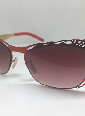 AC BERLIN红色超薄合金猫眼太阳眼镜架女雕花墨镜无螺丝