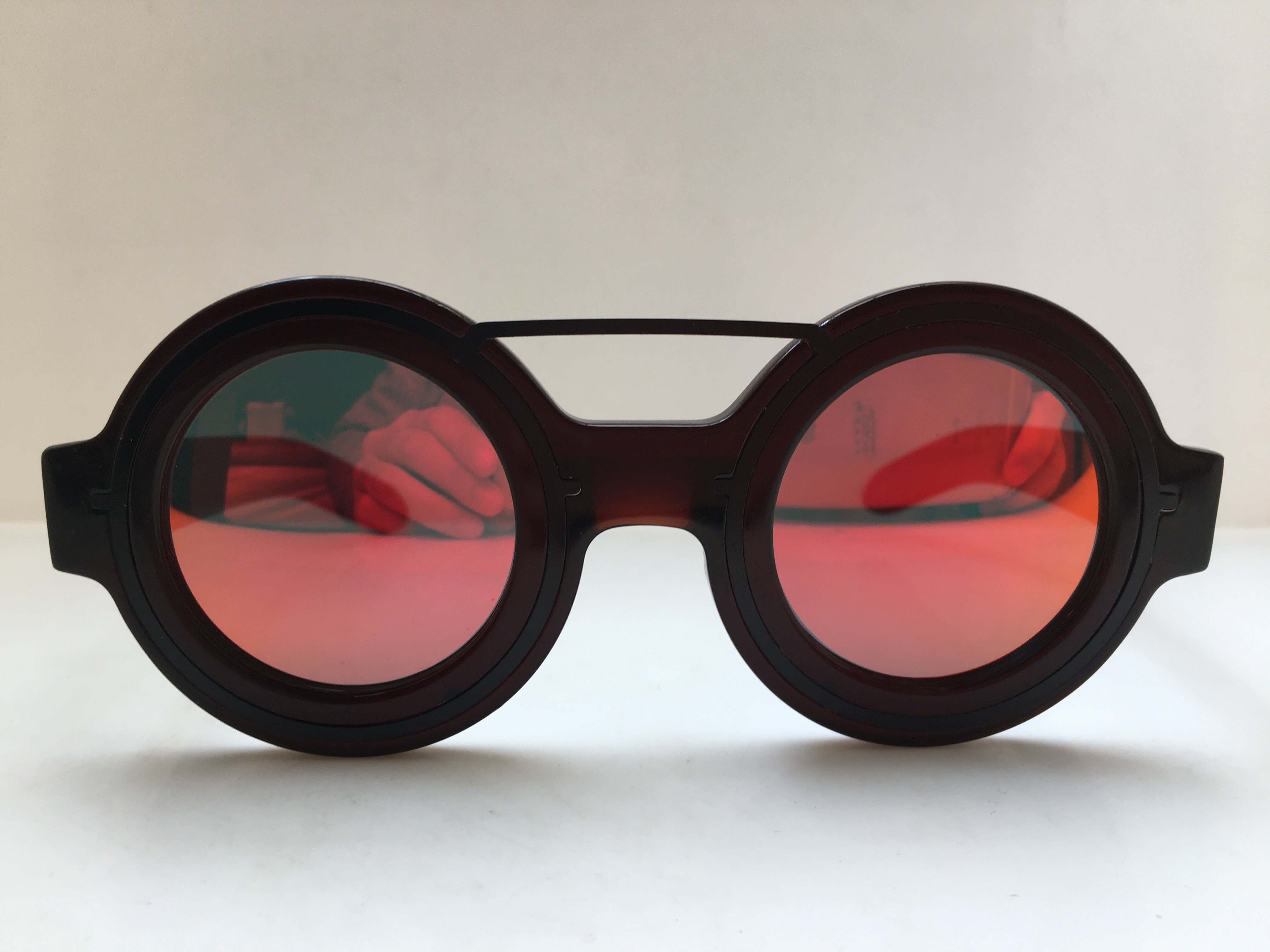 CAST复古圆框深红棕色板材框太阳镜墨镜男女通用