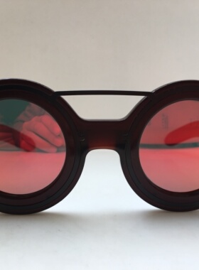 CAST复古圆框深红棕色板材框太阳镜墨镜男女通用