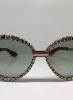 Vintage 中古60年代末银色塑钢太阳镜墨镜玻璃镜片法国猫眼