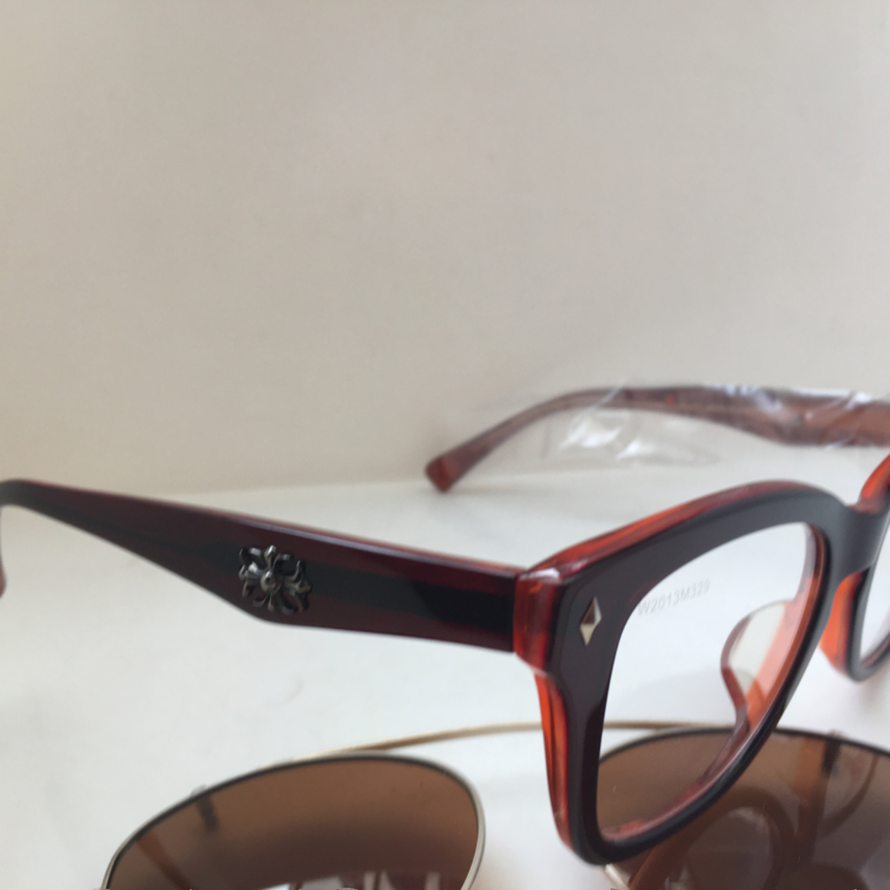 mike nuosl  M329红色板材框眼镜夹片偏光太阳镜墨镜英伦风