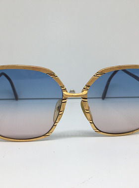 中古七十年代HR 金色合金大方框太阳镜墨镜法国产