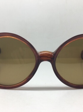 六十年代意大利棕色板材框圆形太阳镜玻璃镜片墨镜复古