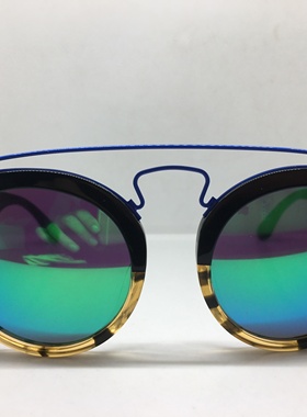 EJE Optico Sistema手工板材黑色玳瑁色拼接圆框复古太阳镜墨镜