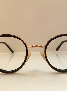 MONOCLASSIC金色合金圆框复古眼镜架黑色树脂内包边框架眼镜