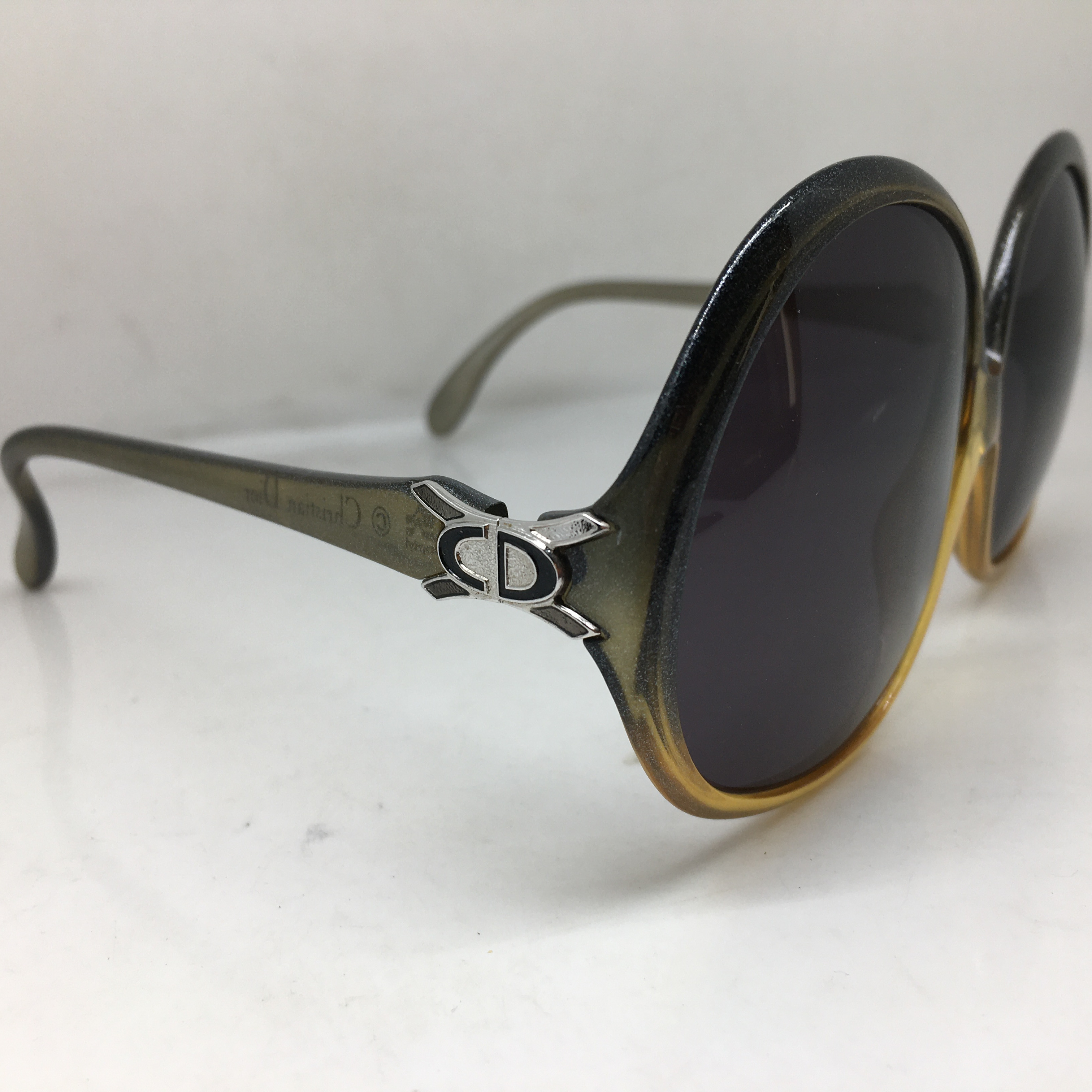 中古Vintage 80s CD2082德国产optyl材质圆框太阳眼镜墨镜