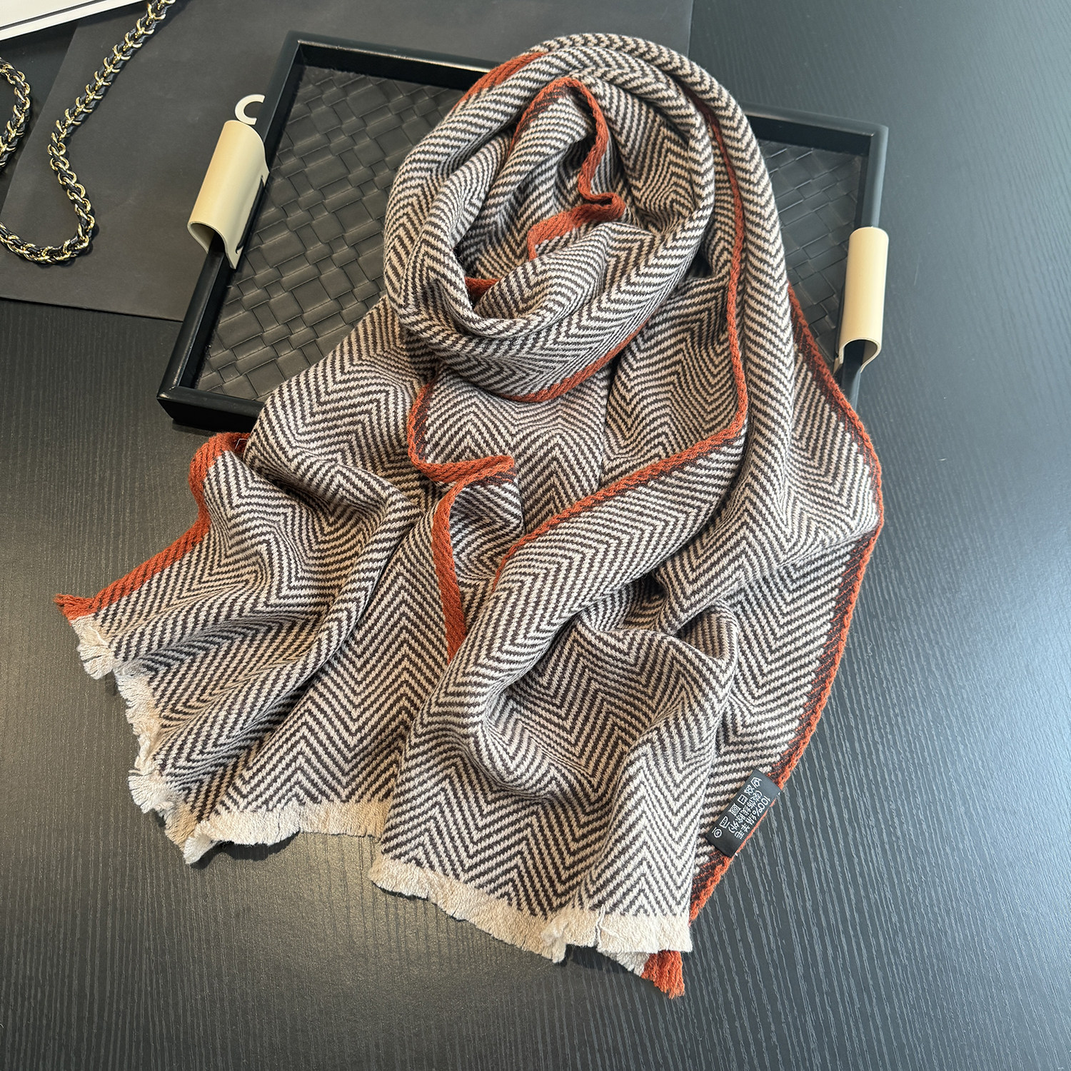 冬季老钱风100%纯羊毛保暖小围脖