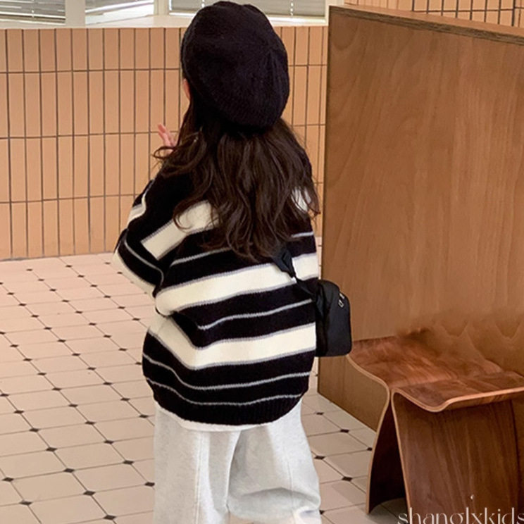 女童毛衣春秋装新款韩版洋气V领条纹针织开衫儿童百搭亲子外套,童装/婴儿装/亲子装,毛衣/针织衫,淘宝优惠券,粉丝福利购,淘宝优惠卷