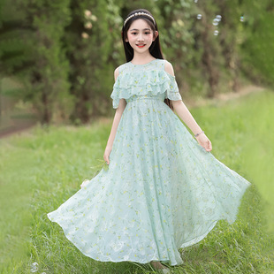 女童碎花裙长款儿童夏季连衣裙洋气女孩雪纺裙夏天沙滩裙