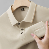 秋冬POLO衫 T恤中年商务外贸翻领上衣男 长袖 新款 刺绣真口袋男士