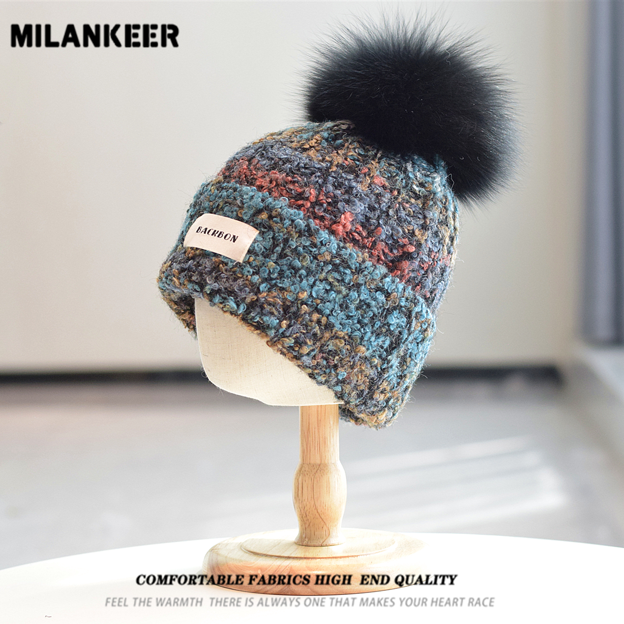 韩版渐变色针织帽秋冬保暖