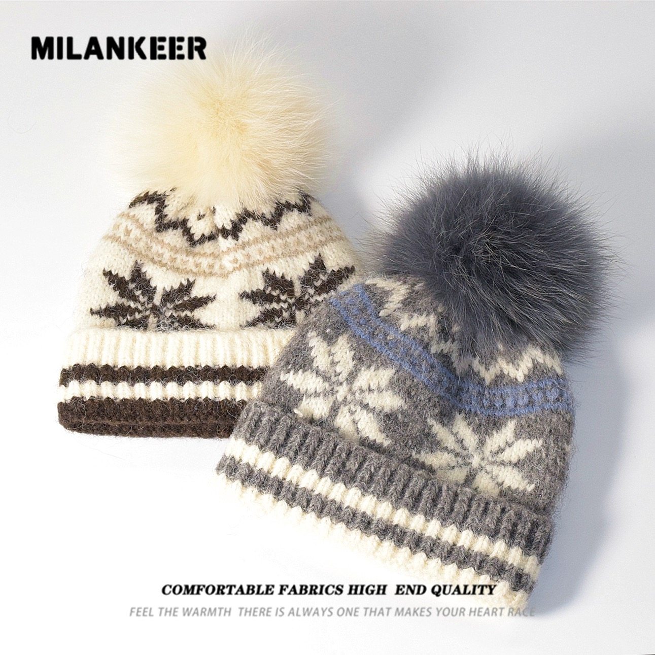 儿童费尔岛风提花毛线帽女秋冬加厚保暖针织可爱狐狸毛球帽潮男潮,童装/婴儿装/亲子装,帽子,淘宝优惠券,粉丝福利购,淘宝优惠卷