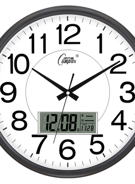 康巴丝客厅挂钟大号静音钟表简约现代时钟创意圆形大字时尚石英钟