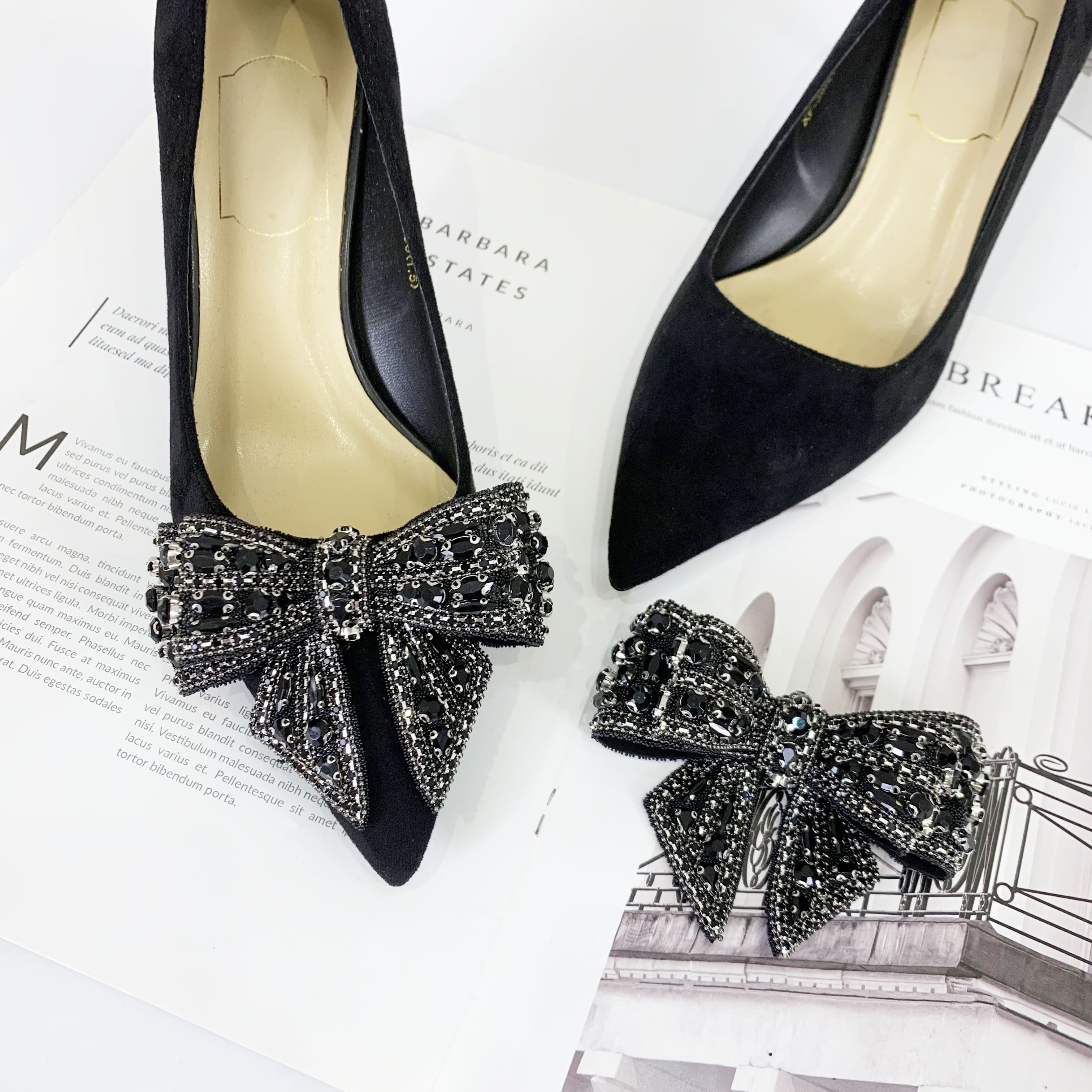 新款黑色水钻蝴蝶结鞋扣可拆卸高跟平底女鞋配饰配件DIY网红鞋饰,服饰配件/皮带/帽子/围巾,鞋扣,淘宝优惠券,粉丝福利购,淘宝优惠卷