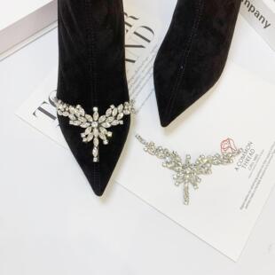 新款高级感水钻鞋花高跟鞋配饰diy长短筒靴子配饰鞋头鞋侧装饰花