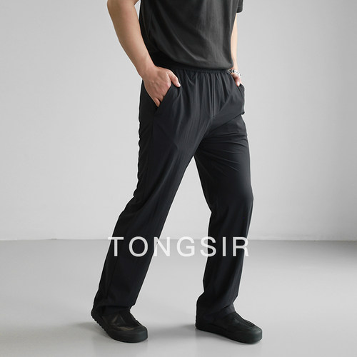 TONGSIR 薄款防透夏季速干透气休闲长裤男宽松直筒运动裤子