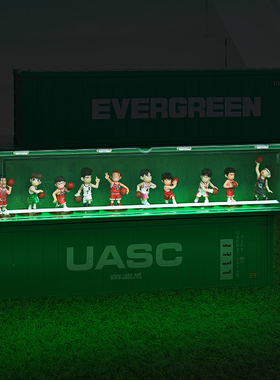 绿色长款展示盒带灯泡泡玛特集装箱5060cm手办发光娃娃模型展示柜