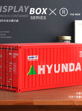 红色集装箱展示柜带灯泡泡玛特farmerbob手办海格力士模型展示盒
