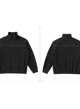 秋季男士摇粒绒保暖夹克衫时尚反光条休闲立领外套茄克B1212/i10