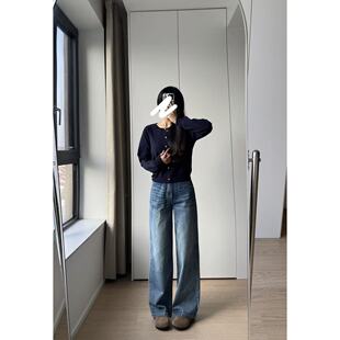（鸟）秋季新款女士阔腿直筒牛仔裤潮流联名款时尚长裤潮E4275/