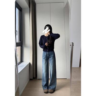（鸟）秋季新款女士阔腿直筒牛仔裤潮流联名款时尚长裤潮E4275/