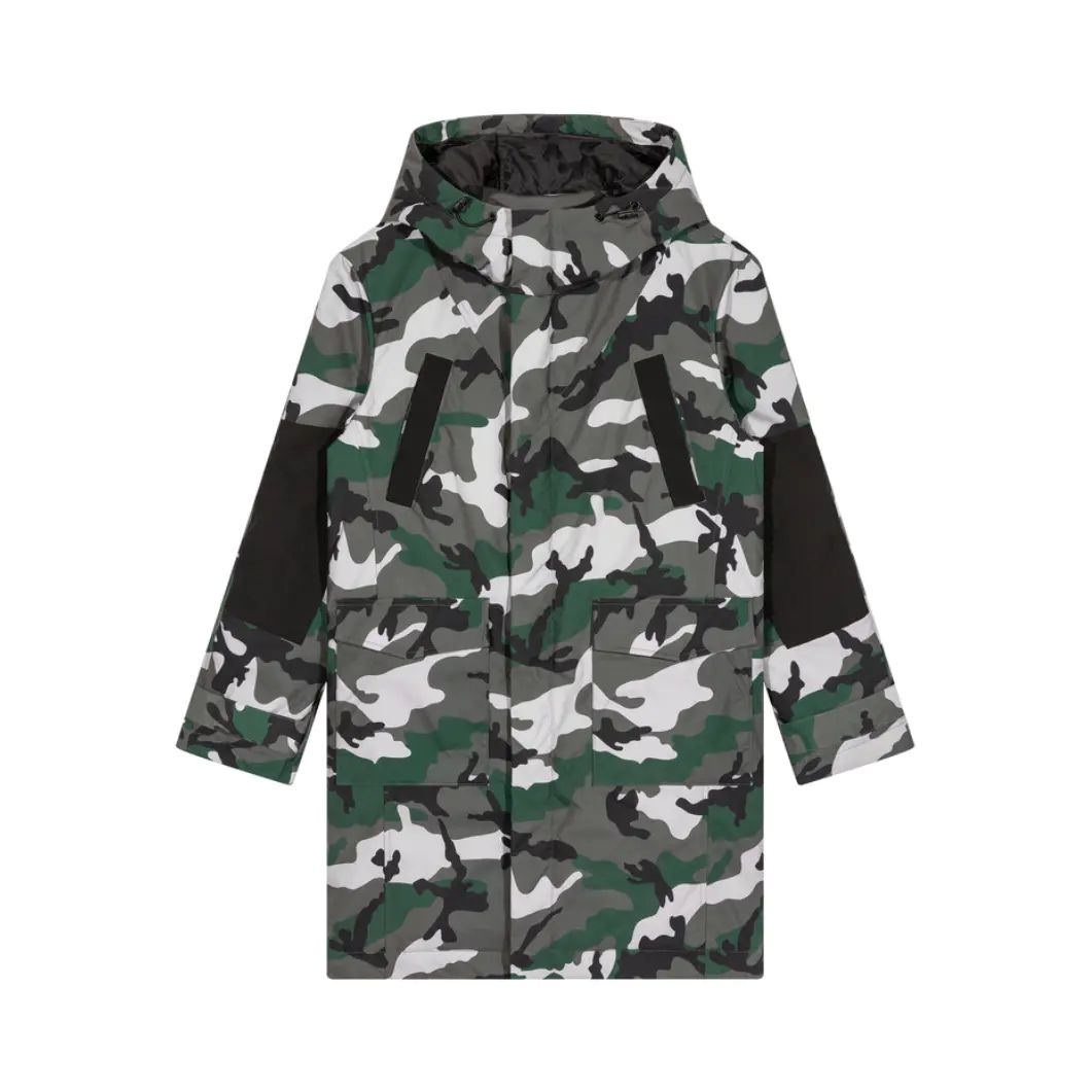 G家秋冬男士加厚羽绒服时尚迷彩保暖白鸭绒中长款连帽外套1554G/