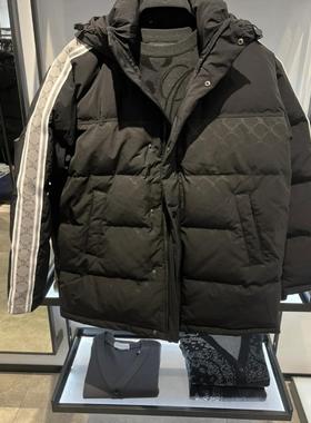 2025秋冬男士中长连帽老花羽绒服厚款防风保暖白鸭绒P4408/GX7