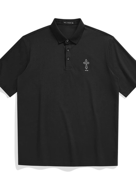 烫钻工艺（鸟）夏季男士潮流黑色短袖POLO衫索罗娜高弹C2364/T7
