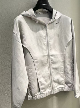 商场款秋季男士休闲夹克莱赛尔亚麻抽绳连帽外套潮91010/H3