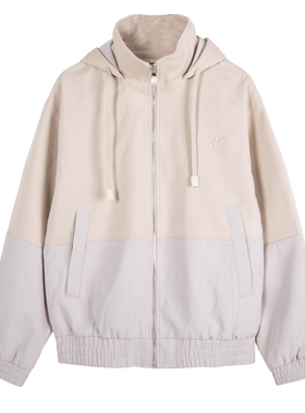 商场款秋季男士美拉德色系拼接连帽字母印花拉链款外套91270/H2