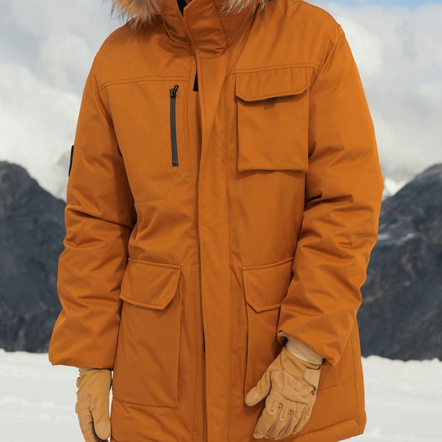 G家冬季男士加厚工装连帽羽绒服貉子毛黑科技蓄热保暖外套1134G/