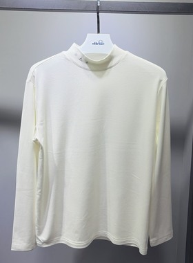 （鸟）秋冬男士糯米感保暖半高领白色长袖T恤打底衫潮流刺绣D4248