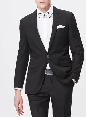 杉牌男士商务休闲高端正装西服套装结婚伴郎宴会休闲黑色单西6050