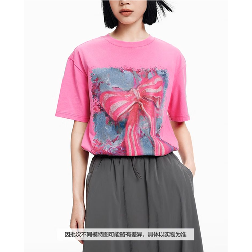 夏季女士纯棉蝴蝶结短袖T恤