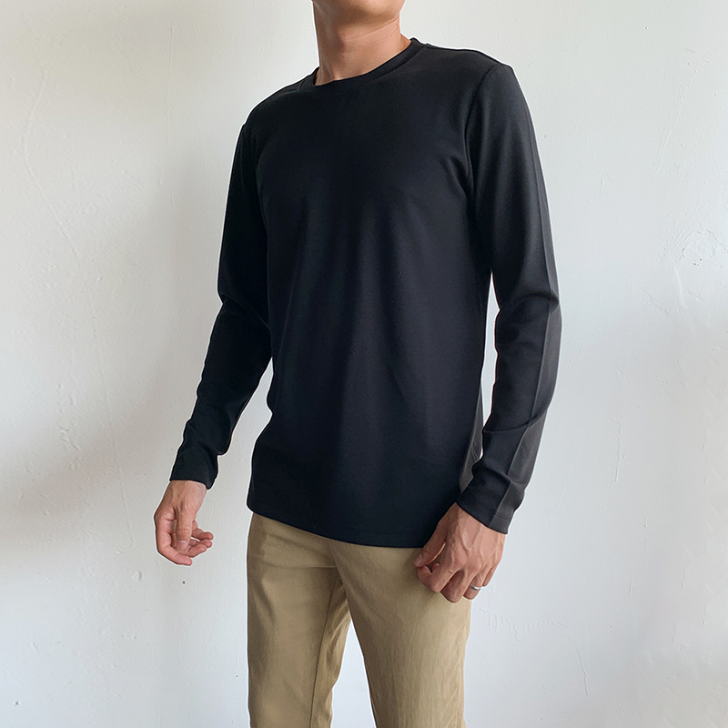 秋男士简约合体圆领长袖T恤