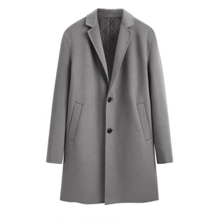 绵羊毛外套潮C4203 商务通勤双面呢大衣中长款 秋冬男士 K12 鸟