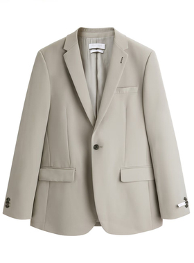 （鸟）春秋男士西服金属配件卡其色休闲修身西装外套C3X13/i8