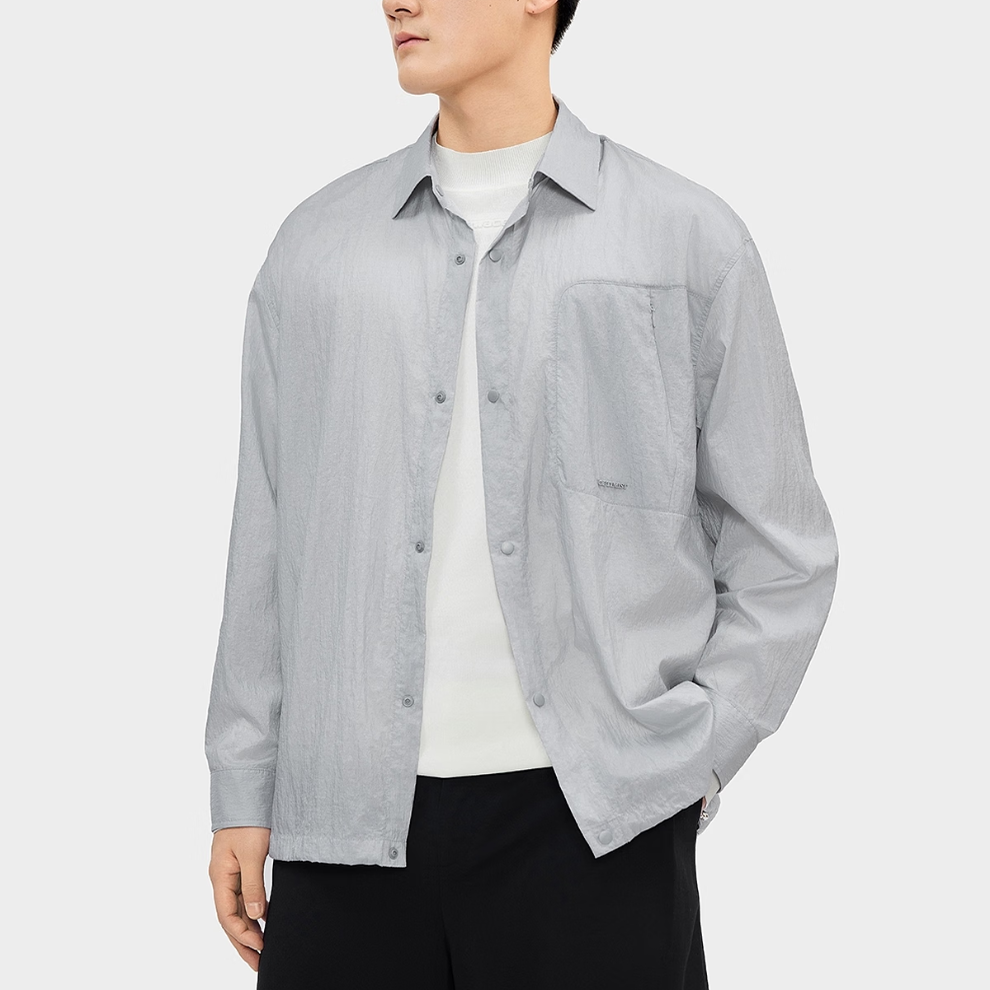 春季男士长袖时尚简约翻领衬衫