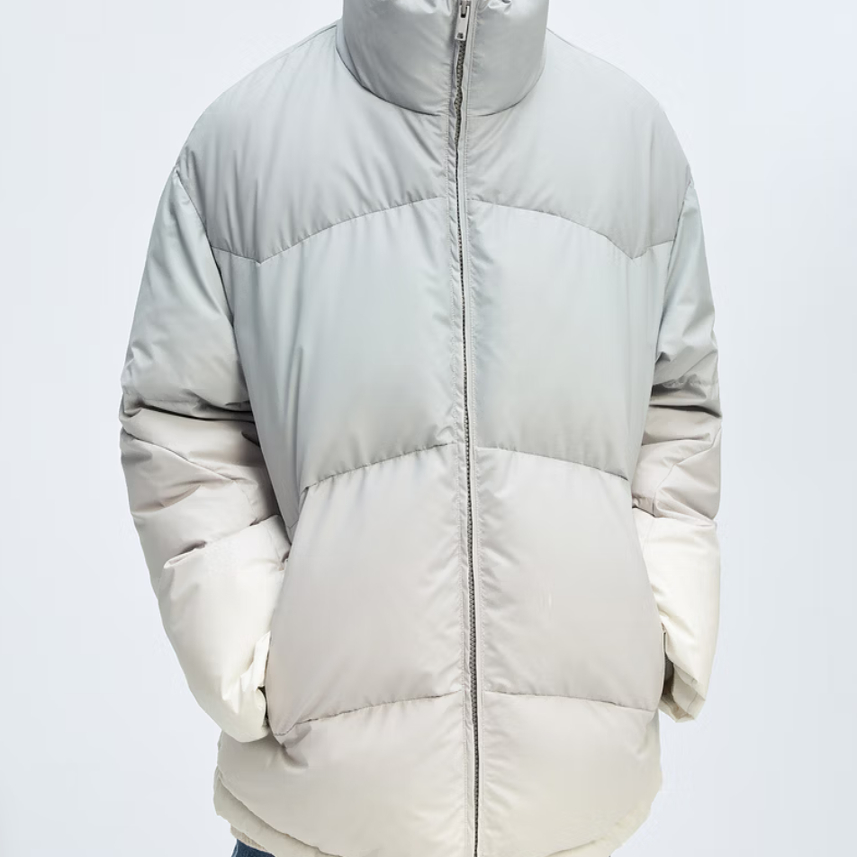 G家冬季男士潮流休闲渐变反光点缀立领羽绒服厚面包服1014I/C2-1