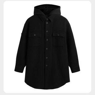 秋冬男士 羊绒呢大衣94551F15 休闲羊毛大衣外套宽松中长连帽工装