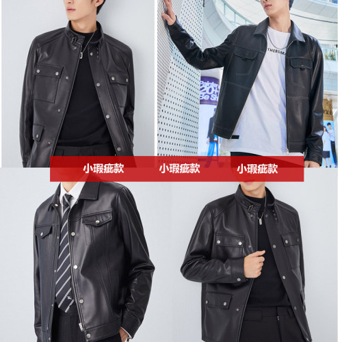 瑕不掩瑜~秋冬男士绵羊皮皮衣真皮皮夹克休闲头层皮外套经典/H1