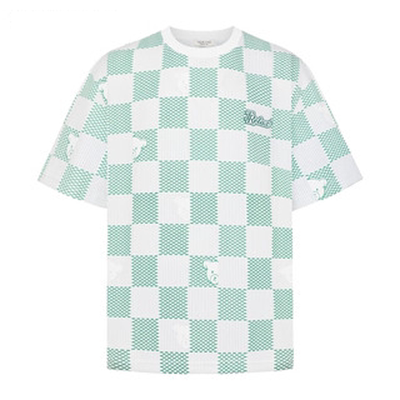 欧货潮牌棋盘格小熊印花短袖T恤