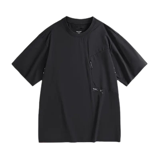 山系户外(鸟)男士速干透气黑色圆领短袖T恤百搭口袋E2211/T11